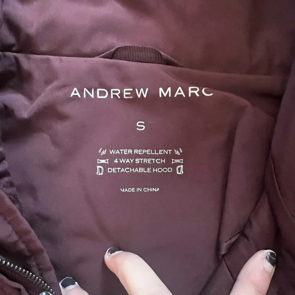 Andrew Marc extra warm water repellent maroon jacket with detachable hood small - Picture 7 of 8